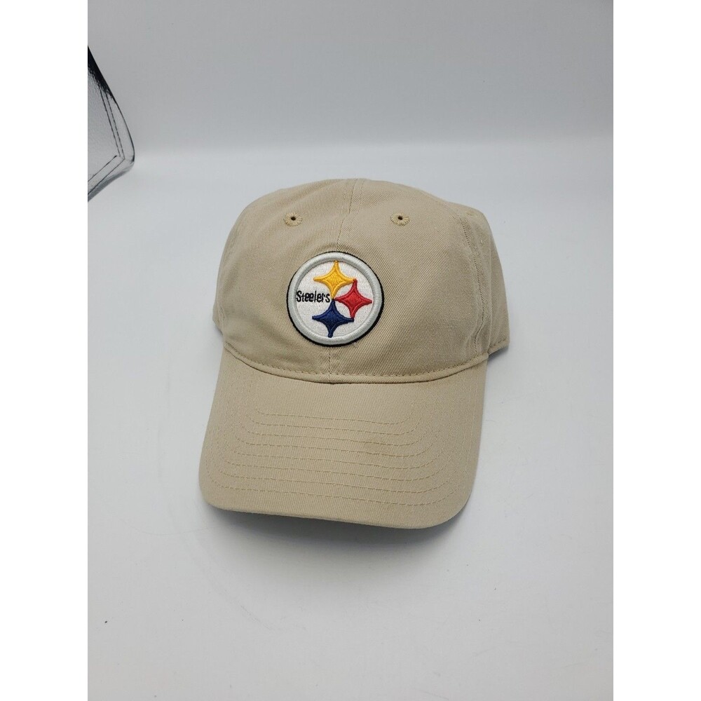 Vtg Official NFL Pittsburgh Steelers Patch Hat Dad Cap Tan Adjustable Strap NOS